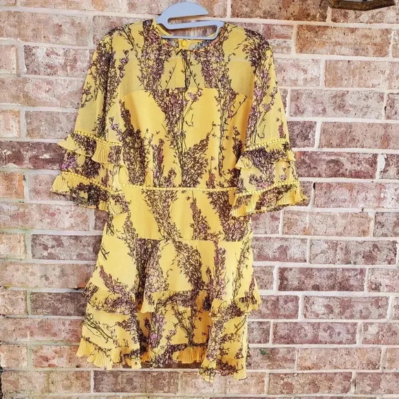 Keepsake LIGHT UP MINI DRESS IN GOLDEN WILDFLOWER FLORAL - Picture 3 of 4